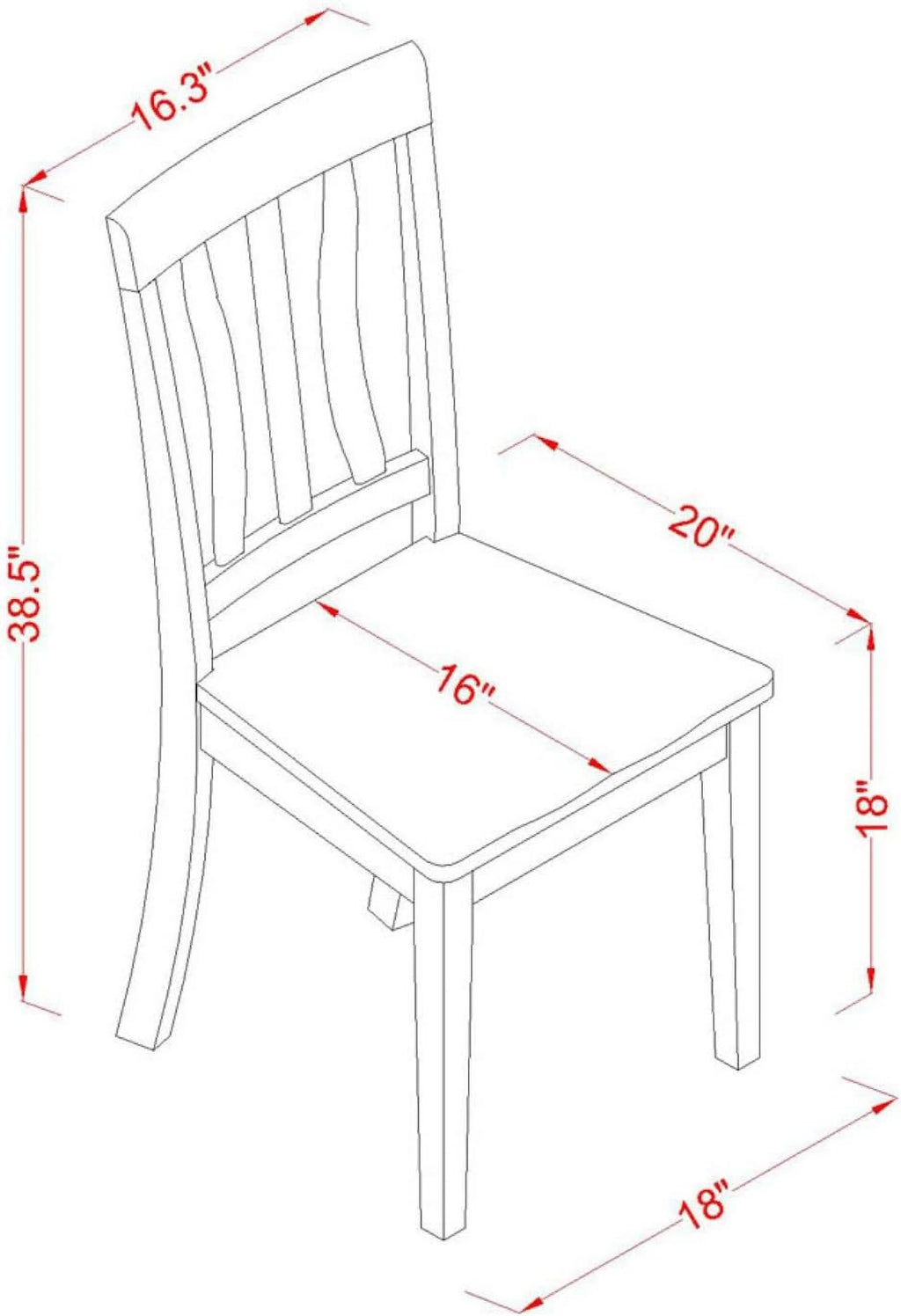 Antique Slat Back Wooden Seat Chairs, Set Of 2, Oak D90879
