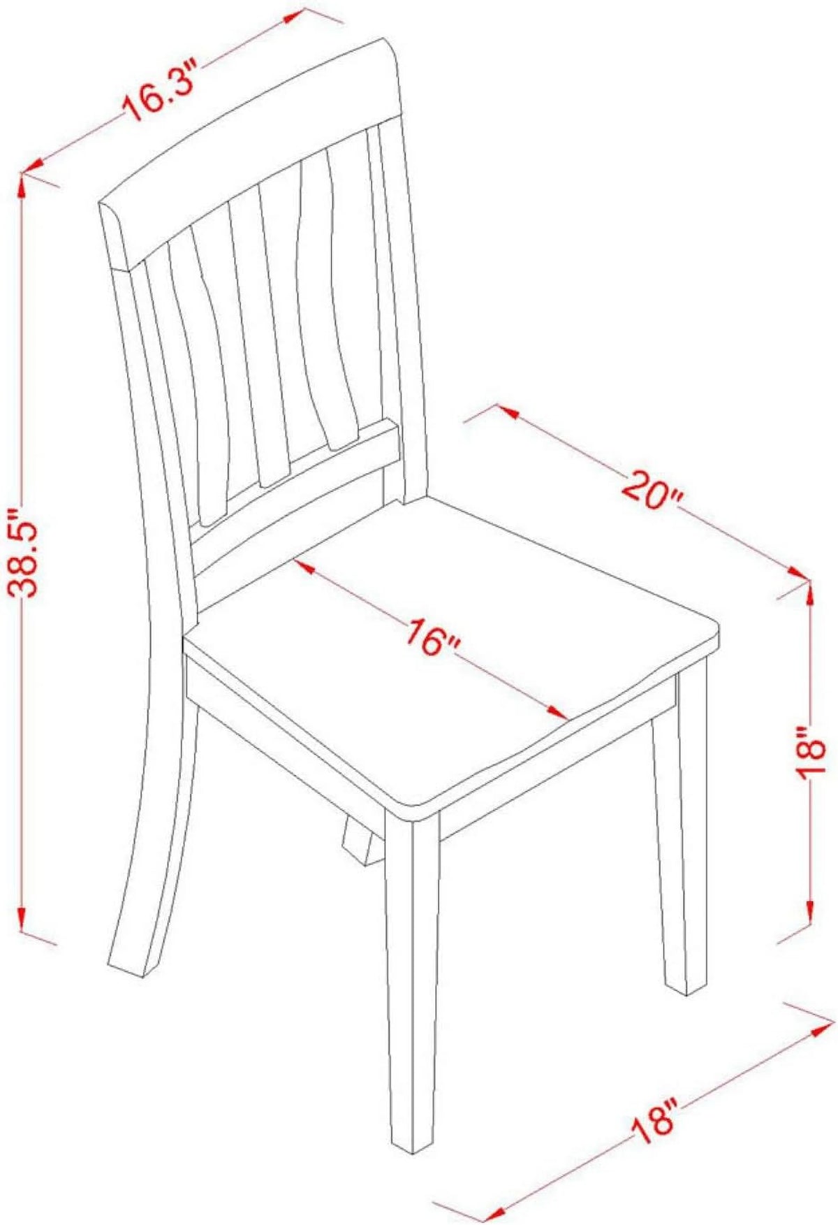 Antique Slat Back Wooden Seat Chairs, Set Of 2, Oak D90879