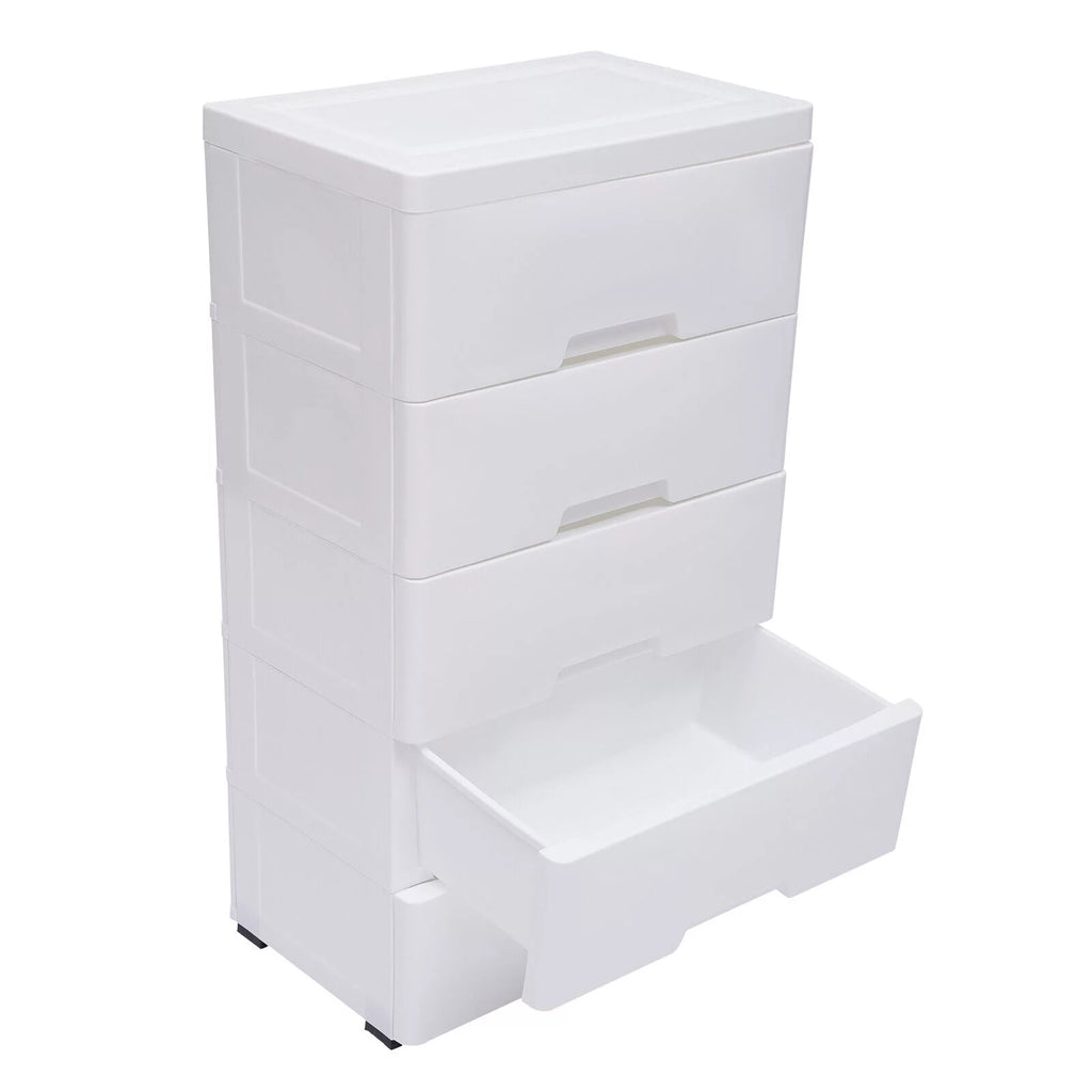 White 5 Drawers Plastic Dresser U102