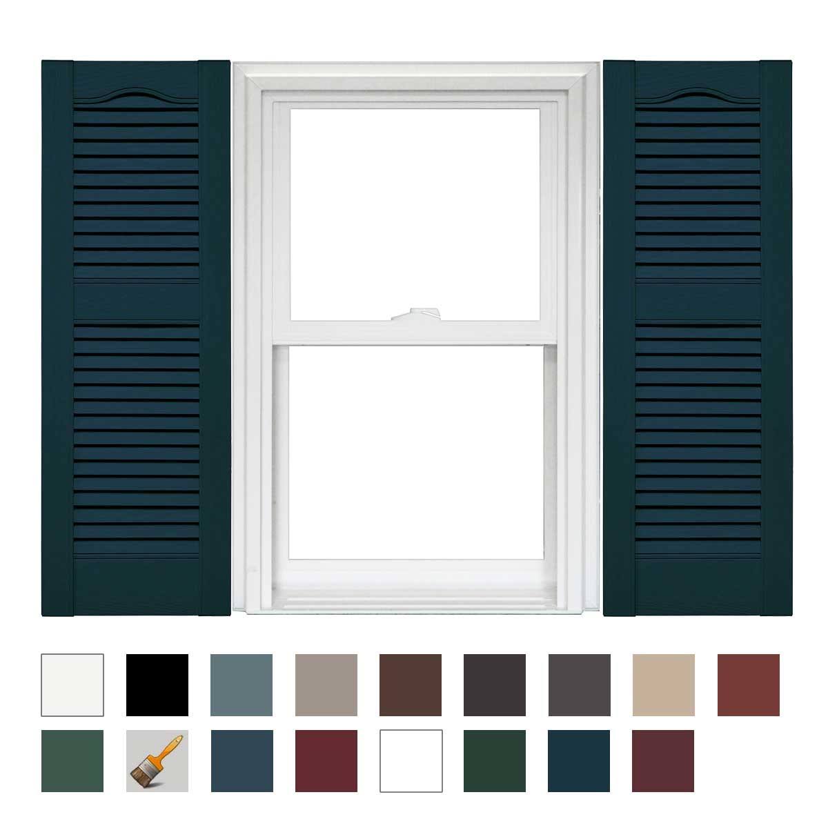 Vinyl Open Louver Shutters 1 Pair 14.5 x 55 Midnight Blue D44720