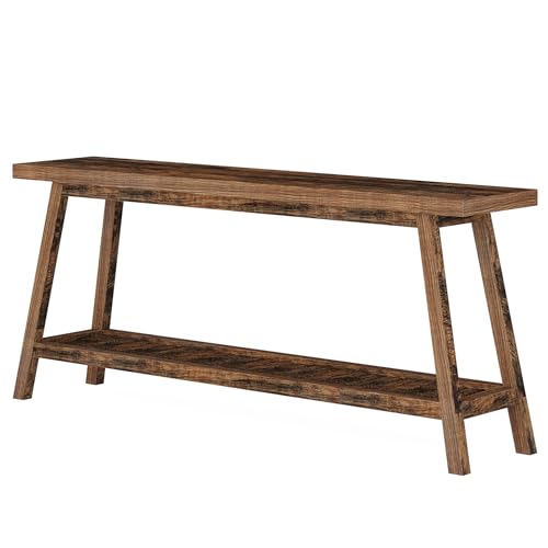 Rustic Brown 2-Tier Narrow Wood Console Table O629