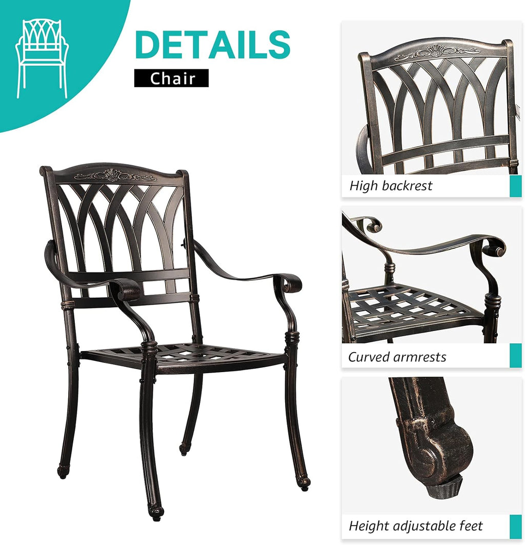 3 Piece Cast Aluminum Bistro Table Set with Umbrella Hole B479