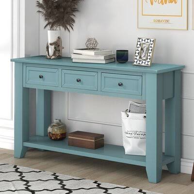 Green Console Table with 3 Drawers and 1 Shelf W655959