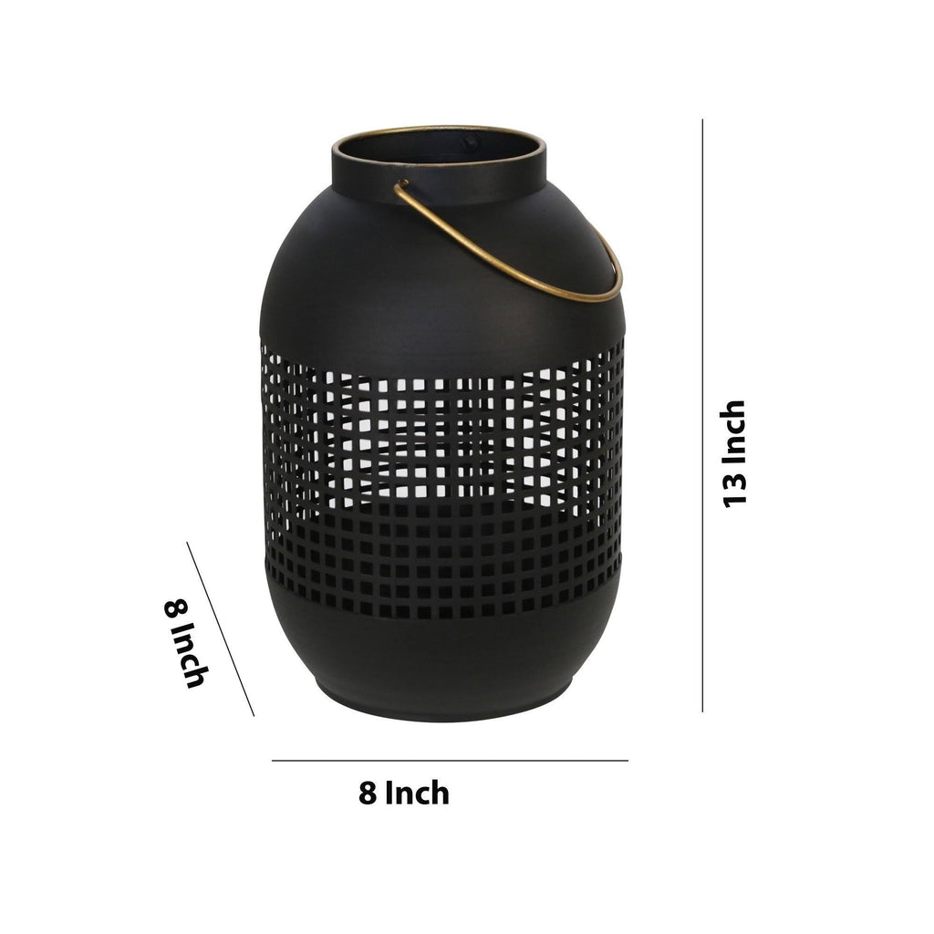 13 Inches Caged Metal Frame Lantern with Handle Y471841