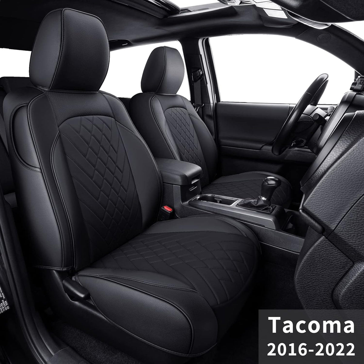 Black Faux Leather Seat Covers for Tacoma Crew Cab B97326
