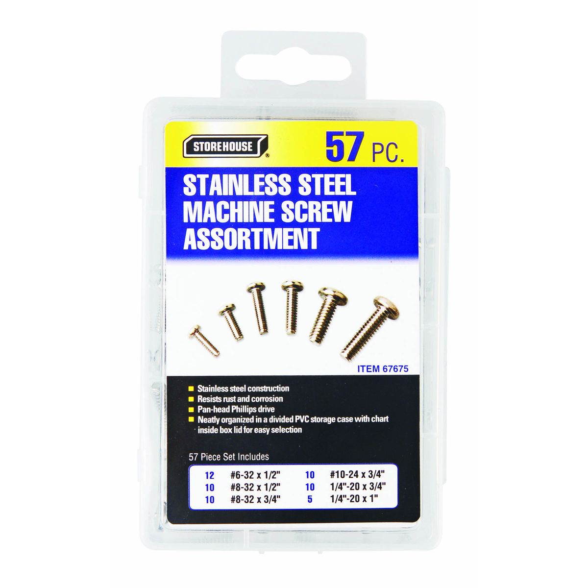 Stainless Steel Machine Screw Kit, 57 Piece A145