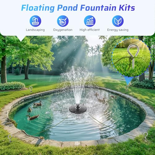 40W 660GPH Floating Pond Fountain with LED Lights and 3 Modes Spray M634