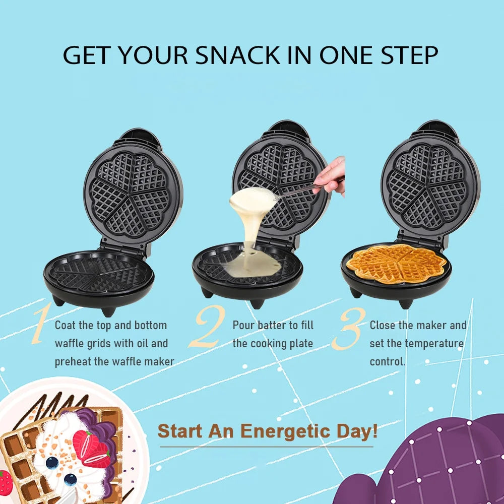 Black Non Stick Heart Waffle Iron Y354171