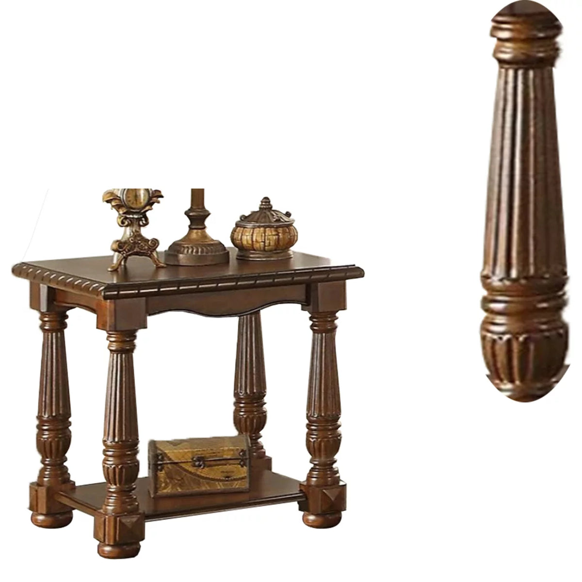 Brown Rubber Wood End Table R718