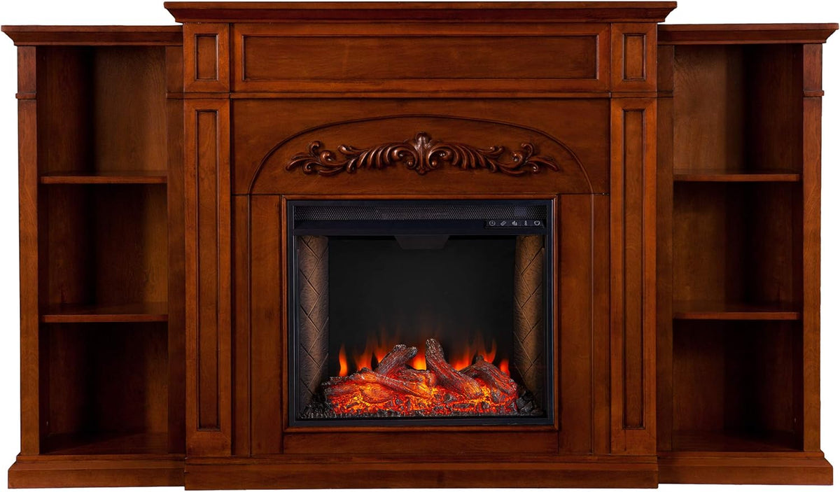 Espresso Electric Fireplace Bookcase M104