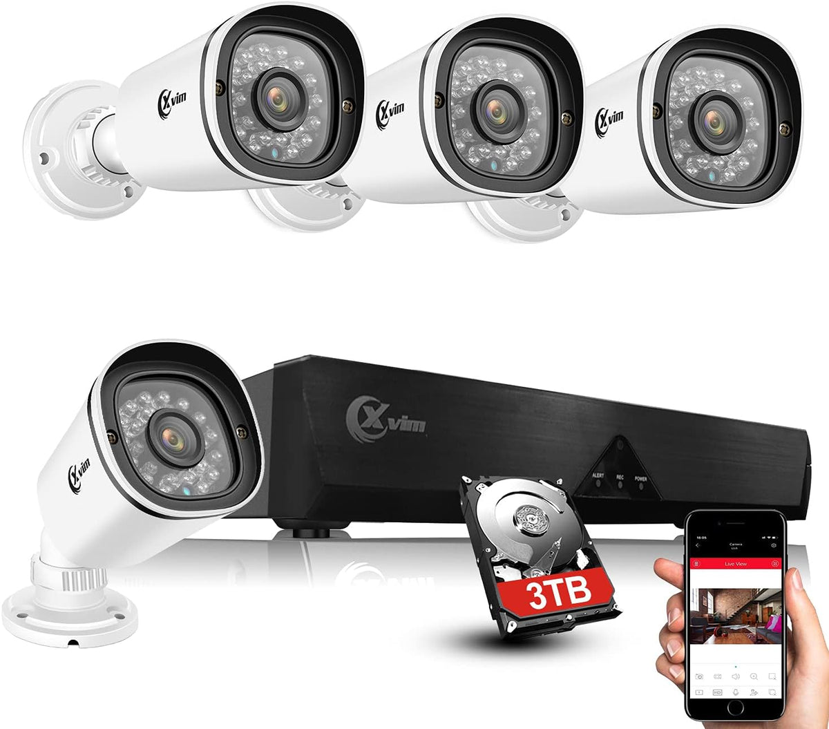 5MP POE Security Camera System with 8CH NVR and 3TB HDD H8047