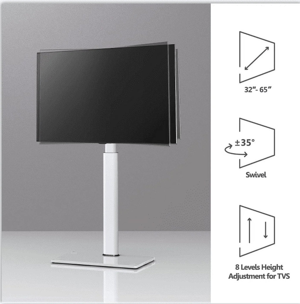 White Tempered Glass Floor TV Stand 32-65 Inch E363892