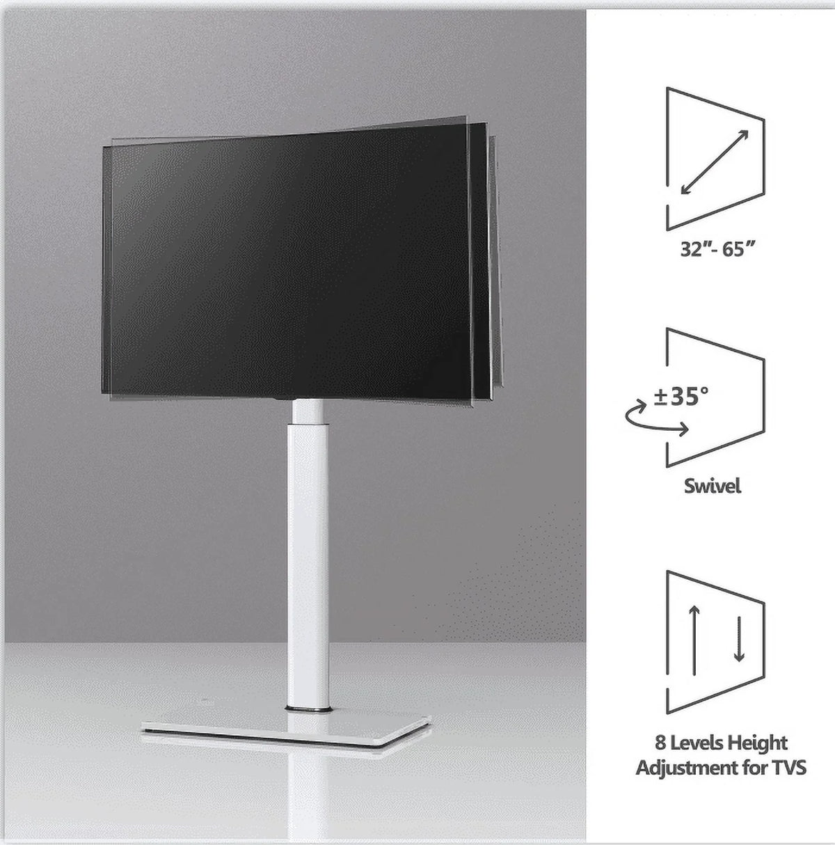 White Tempered Glass Floor TV Stand 32-65 Inch E363892
