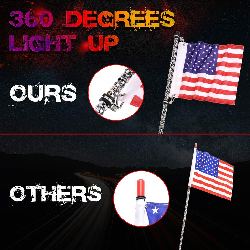 5FT RGB LED Whip Light Antenna Pack of 2 Q555