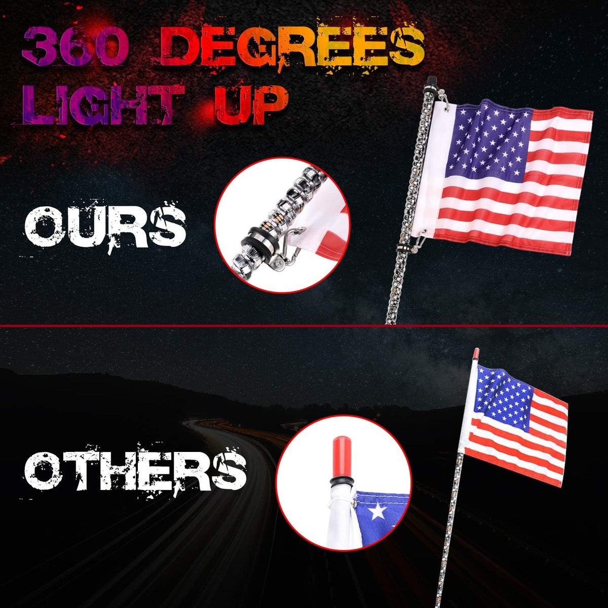 5FT RGB LED Whip Light Antenna Pack of 2 Q555