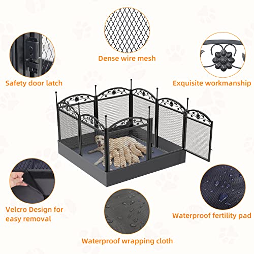 Dog Whelping Box Fence with Waterproof Whelping Pad Y7432