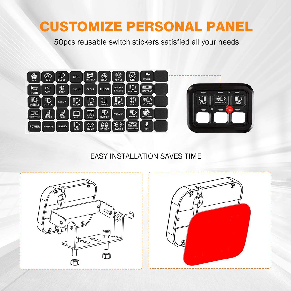6 Gang Switch Panel LED Touch Switch Box R86528