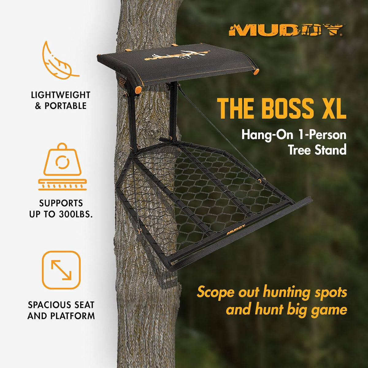 Durable Weather-Resistant Outdoor Hunting Tree Stand with Fixed Footrest & Seat, 300 Pound Maximum Capacity C7936