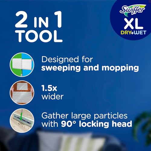 2-in-1 Dry + Wet Floor Mopping Kit with Sweeper, 8 Dry Cloths, 2 Wet Cloths R785553