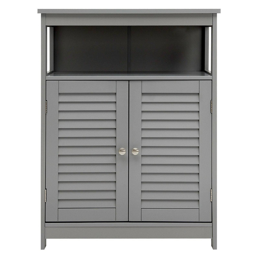 Gray Wood Freestanding Bathroom Storage Cabinet with Double Shutter Door E929