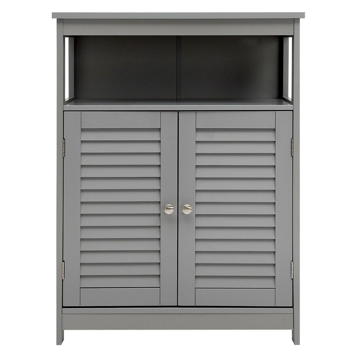 Gray Wood Freestanding Bathroom Storage Cabinet with Double Shutter Door E929