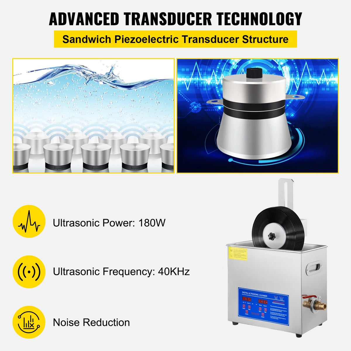 Ultrasonic Cleaner 6L Stainless Steel 200w U7648