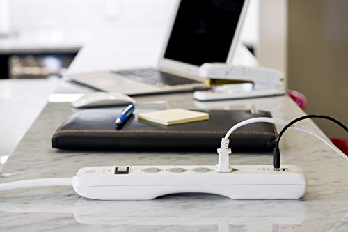4 Outlets 2 USB Ports Surge Protector with 8ft Power Cord White U284