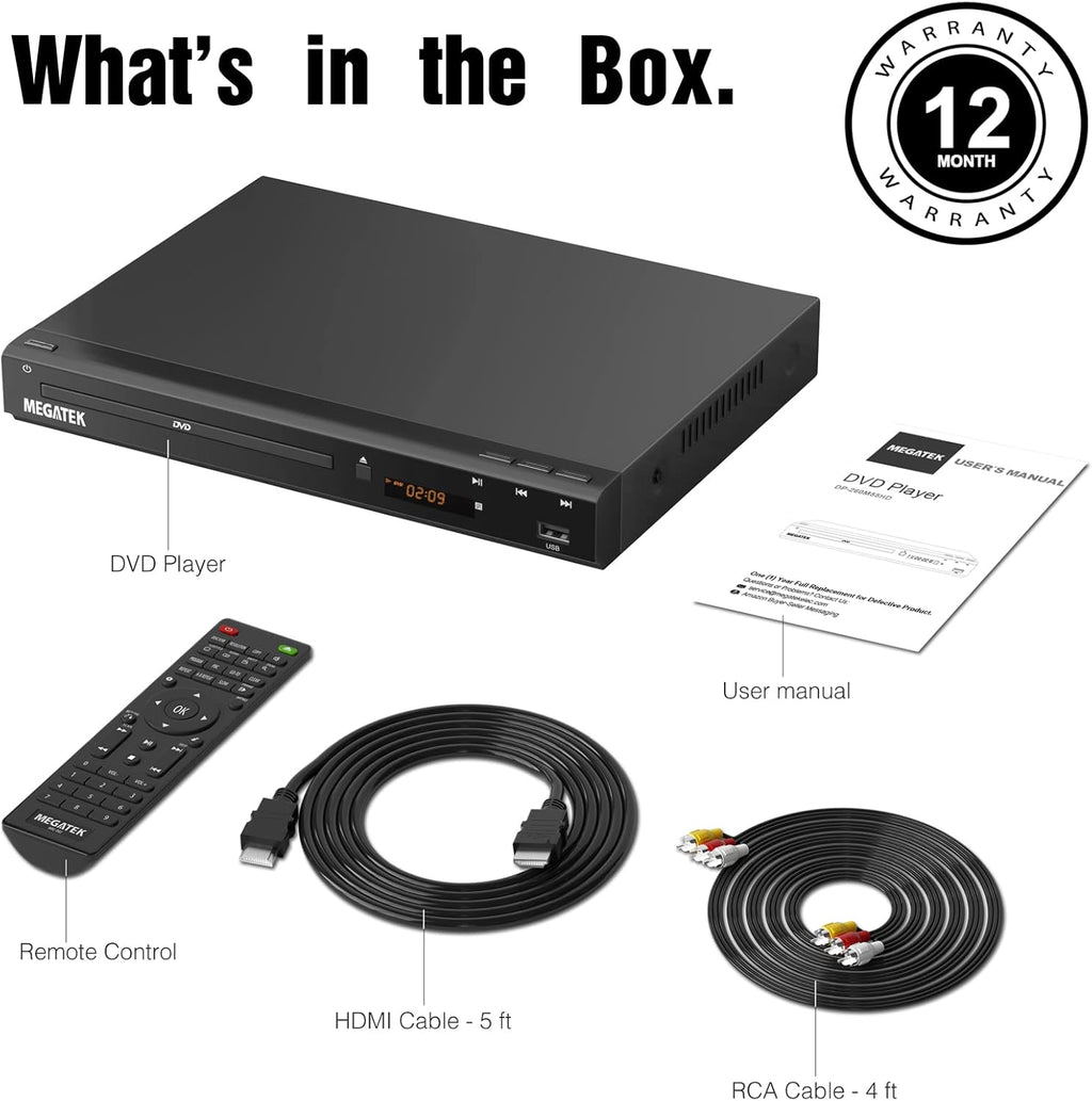 Region-Free DVD Player with HDMI, USB Port, Metal Casing, Remote N9248