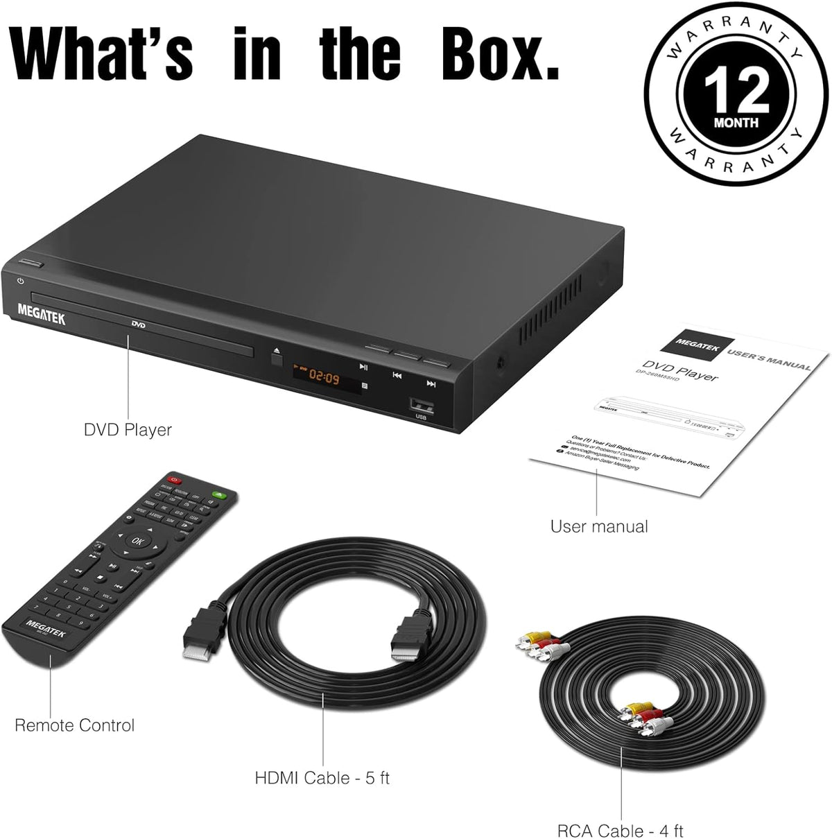 Region-Free DVD Player with HDMI, USB Port, Metal Casing, Remote N9248