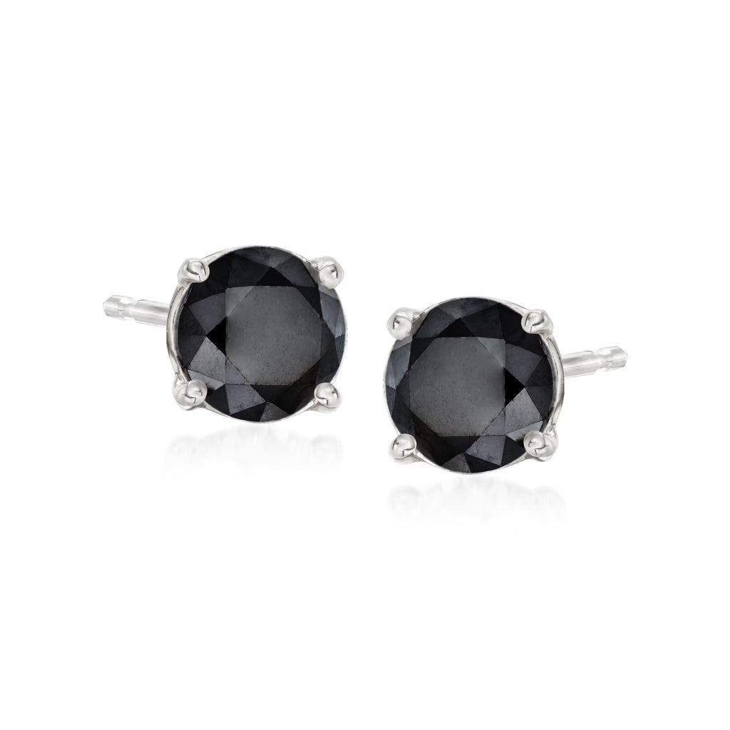 Black Diamond Stud Earrings in Sterling Silver X64821