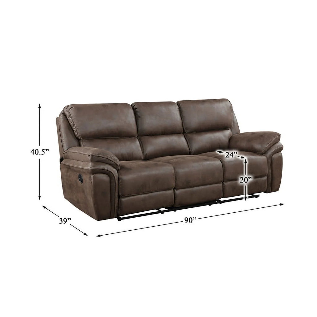 Brown Microfiber Double Reclining Sofa B552