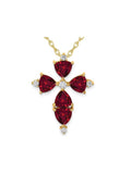 14K White Gold Lab-Created Ruby Cross Pendant Necklace with Lab-Grown Diamonds N58532