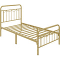 Queen Matte Black Metal Platform Bed Frame with Headboard and Footboard R32724
