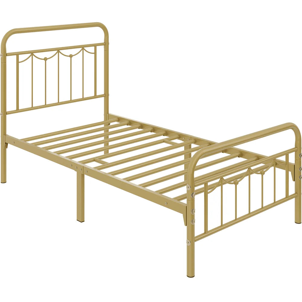 Queen Matte Black Metal Platform Bed Frame with Headboard and Footboard R32724