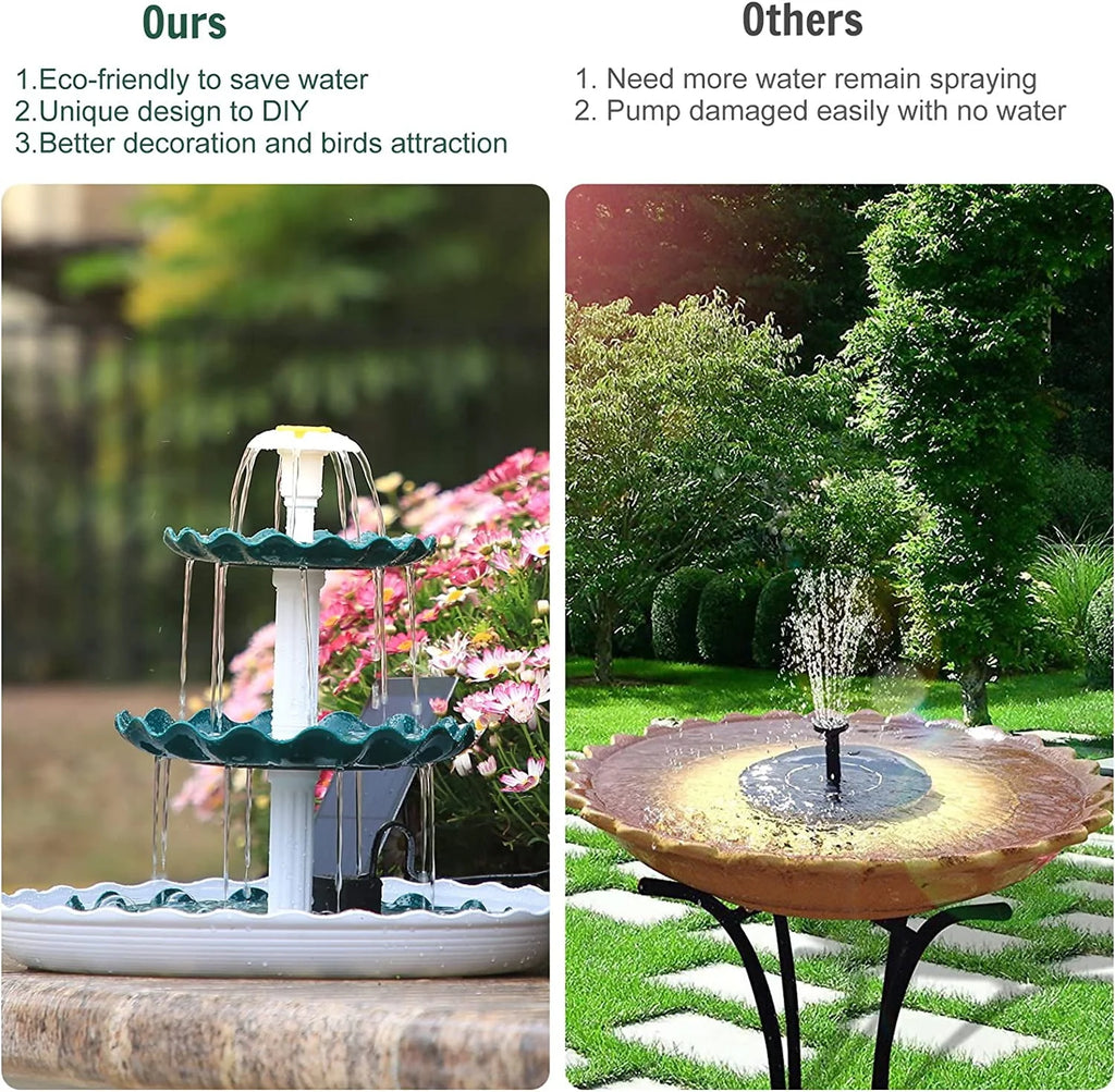 3 Tiered Bird Bath with 3.5W Solar Pump Z4731