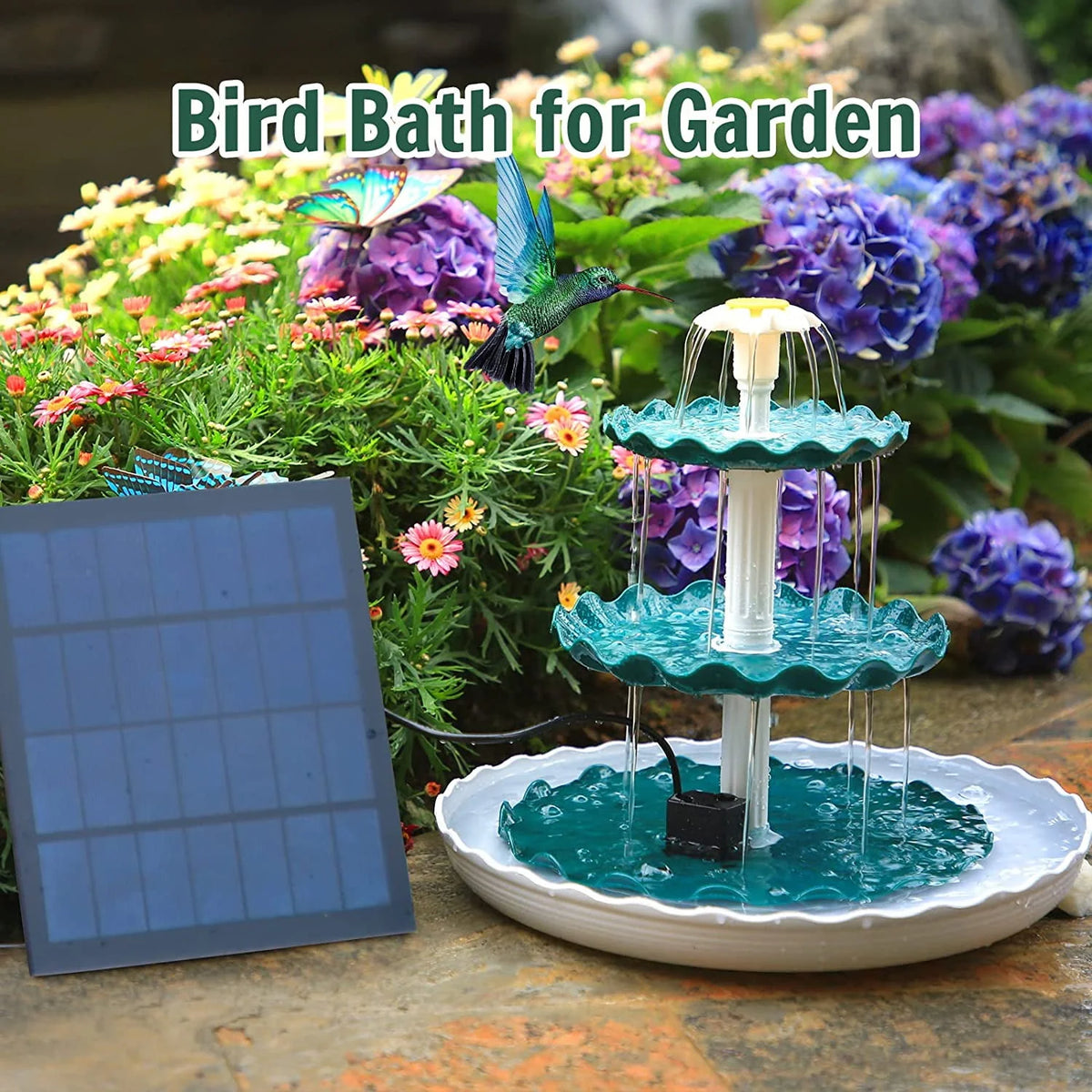 3 Tiered Bird Bath with 3.5W Solar Pump Z4731