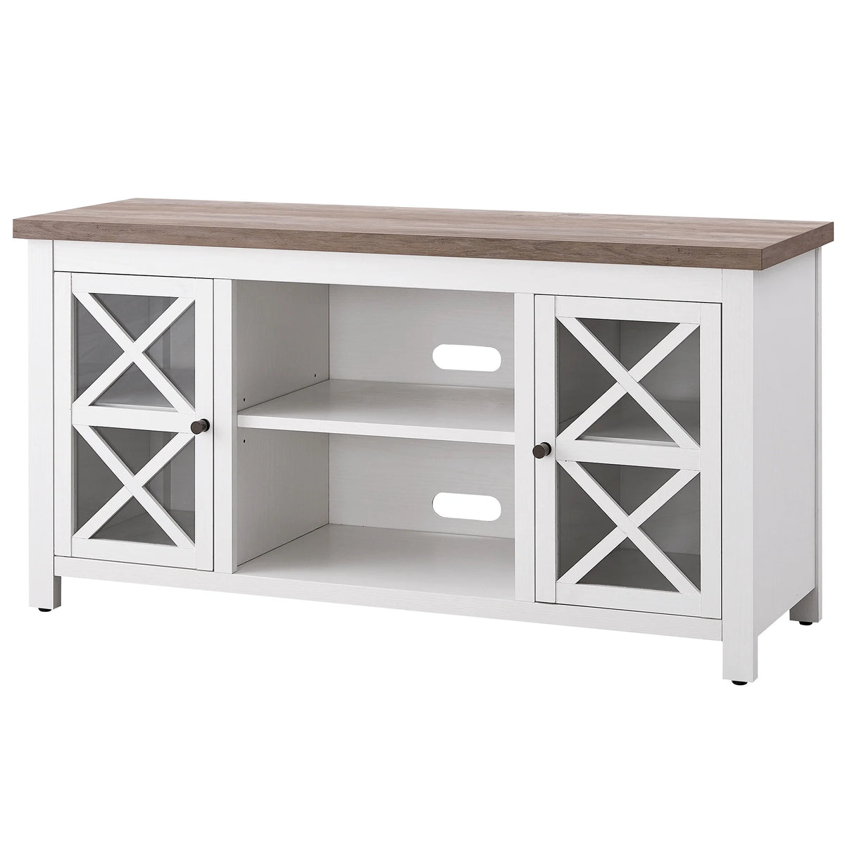 White Gray Oak Rectangular TV Stand E8857