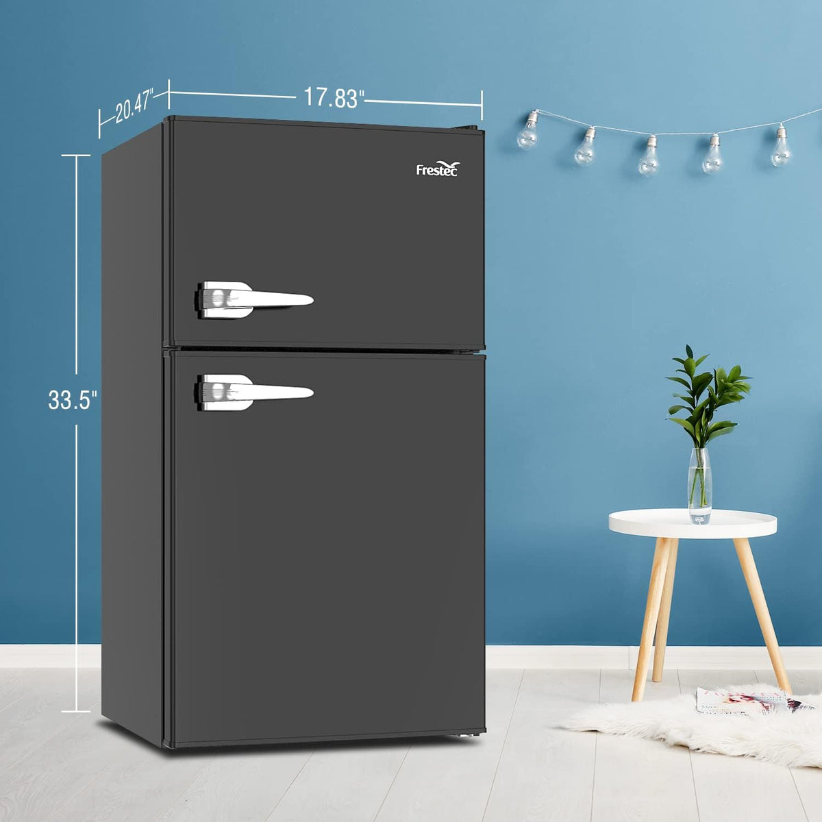 3.2 Cu.Ft Compact Refrigerator with 2 Doors, Mini Fridge with Freezer, Black F4576