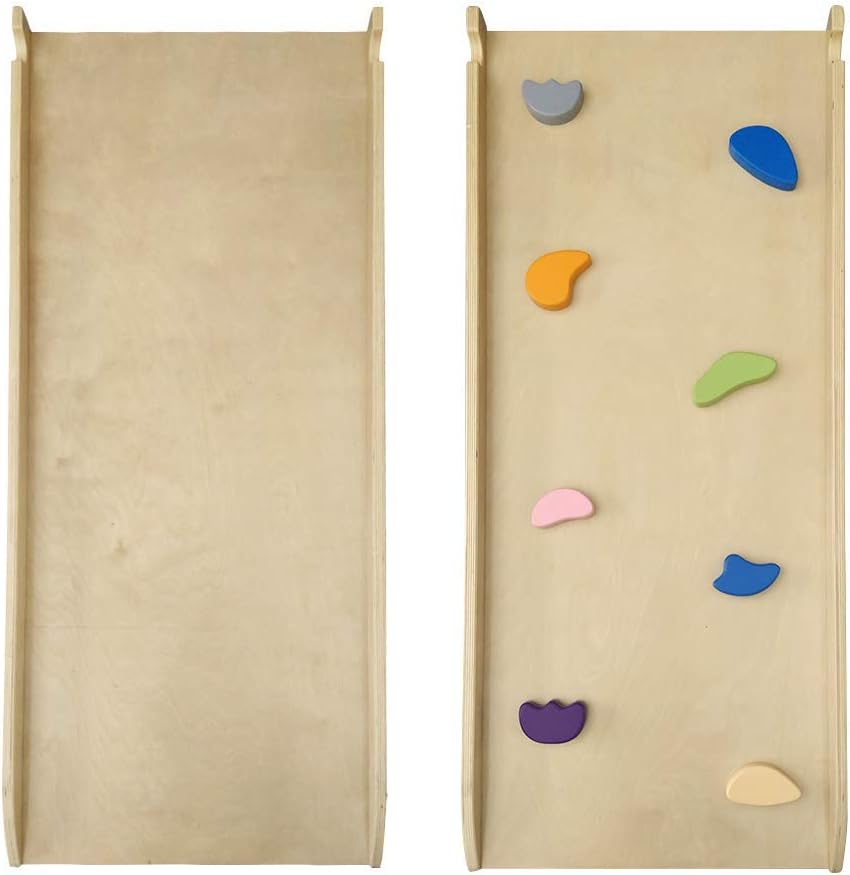 Foldable Wooden Pikler Triangle Climber with Ramp and Reversible Slide I207