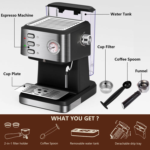 20 Bar Espresso Machine with Milk Frother S8393