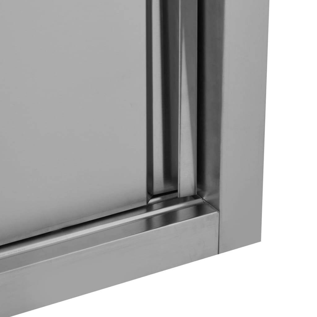 Stainless Steel Kitchen Wall Cabinet with Sliding Doors H77205