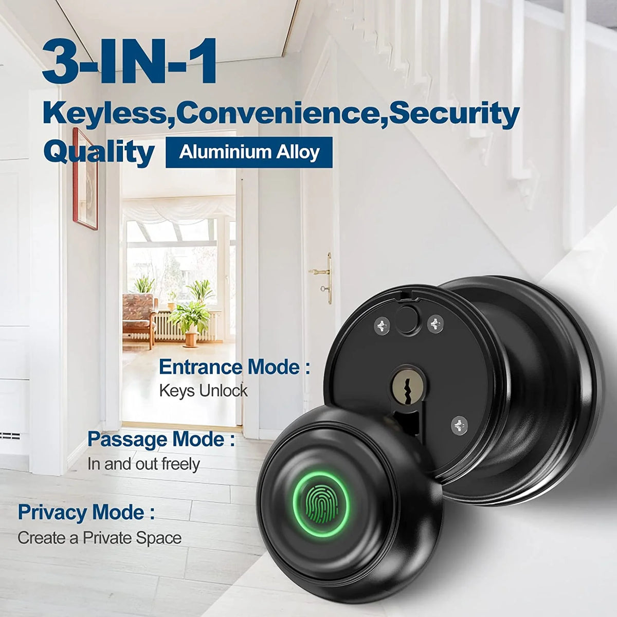 Smart Fingerprint Door Lock with App Control, Black Z51993