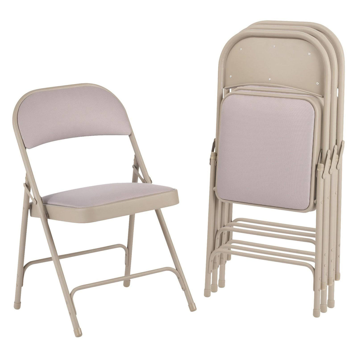 Steel Folding Chair with Fabric Back and Seat, Tan, 4/Carton C26008