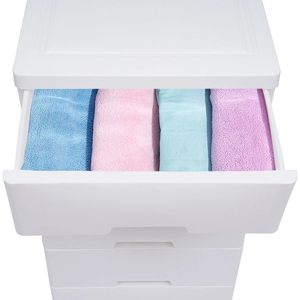 White 5 Drawers Plastic Dresser U102
