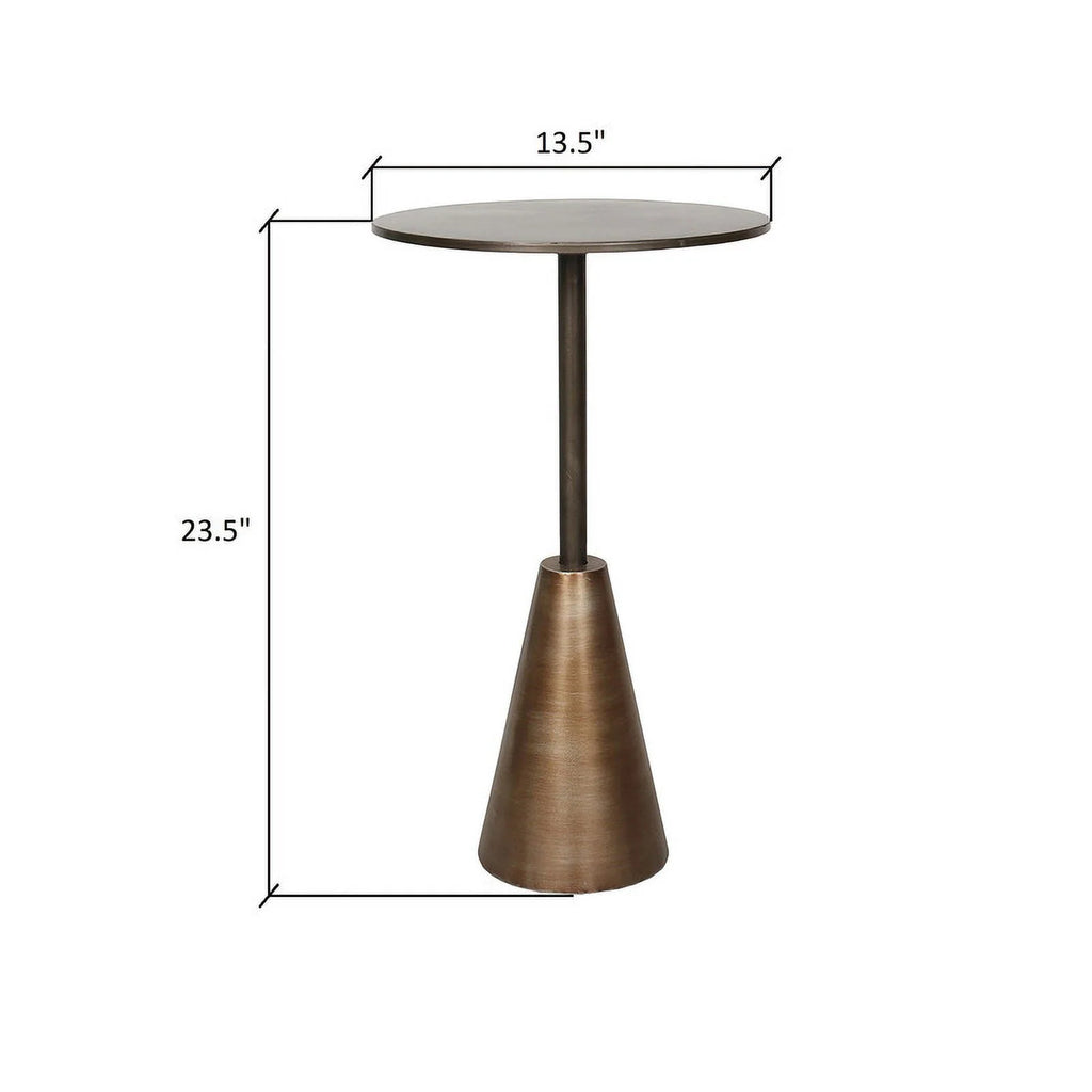 Round Bronze Pedestal End Table V879640