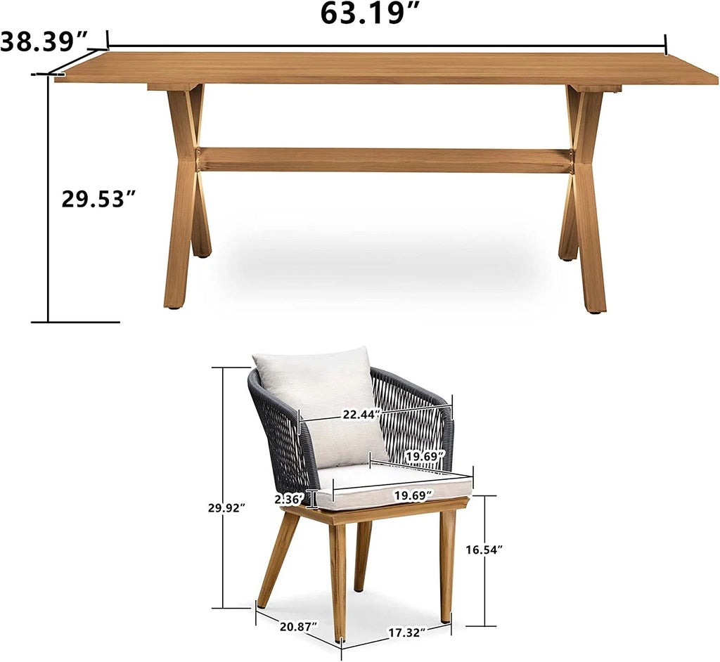 7 Pieces Wicker Rectangular Dining Set N70677