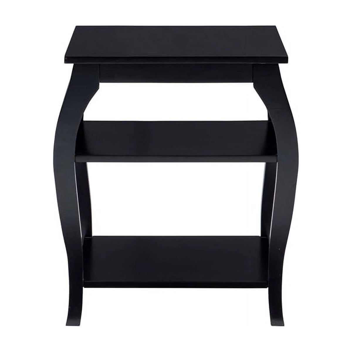 Black Wood Side Table with 2 Shelves Q9647