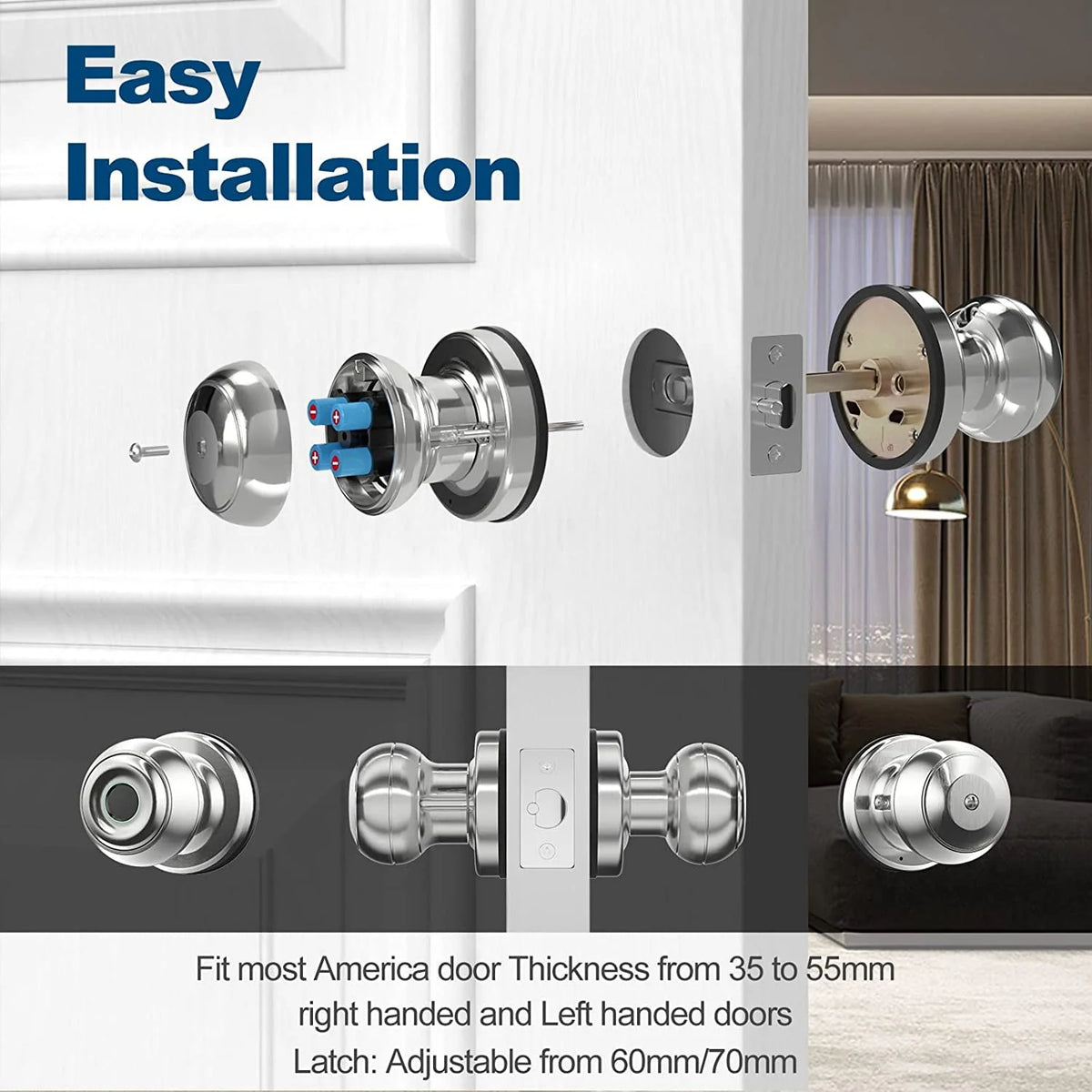 Smart Fingerprint Door Lock with App Control, Black Z51993