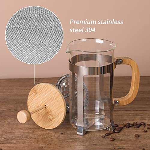 34 oz French Press Coffee Maker with Bamboo Lid A382591