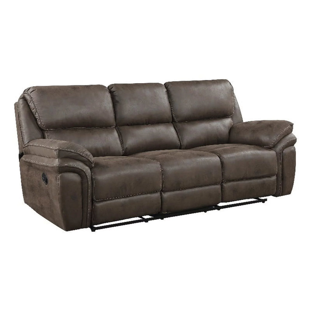 Brown Microfiber Double Reclining Sofa B552